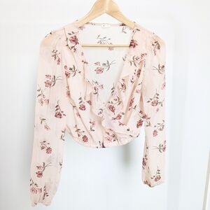 Garage Floral Wrap Blouse - Light Pink
